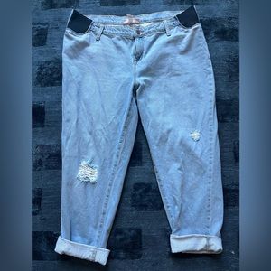 Isabel Maternity Rolled Ankle Jean, Under Bump Side Insert, Distressed, Sz 12